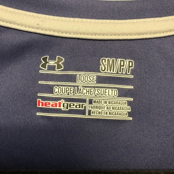 Under Armour HeatGear Metallic Blue V-Neck Shirt - Picture 5 of 6